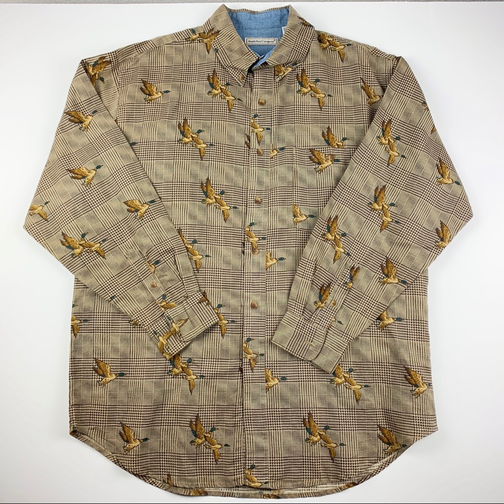 Bugle Boy Plaid Duck Print Button Down Shirt XL